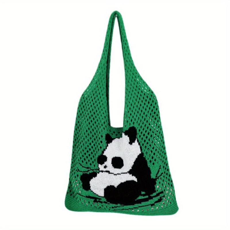 Panda Pattern Crochet Bag Large Capacity Shoulder Bag For Women