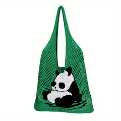 Panda Pattern Crochet Bag Large Capacity Shoulder Bag For Women