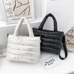 Quilted Puffer Tote Bag Large Capacity Shoulder Handbag Purse