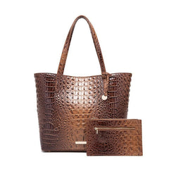 Crocodile Embossed Tote Bag Set Shoulder Bag With Clutch Purse