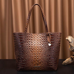 Crocodile Embossed Tote Bag Set Shoulder Bag With Clutch Purse