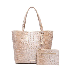Crocodile Embossed Tote Bag Set Shoulder Bag With Clutch Purse