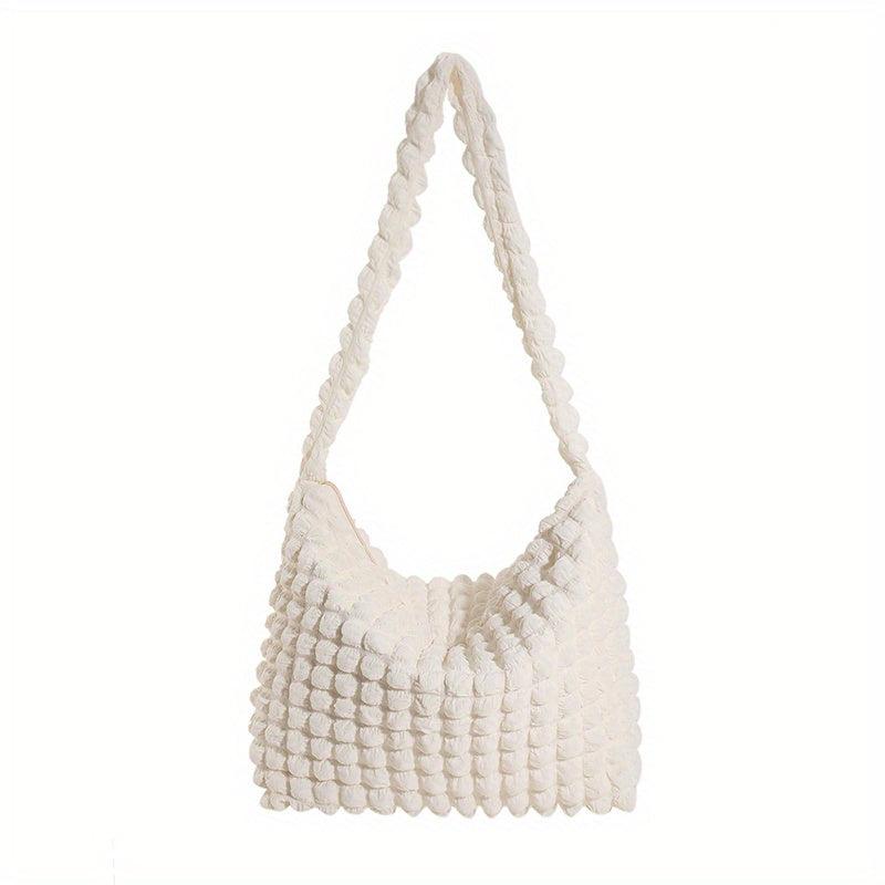 Solid Ruched Shoulder Bag Large Tote Bag