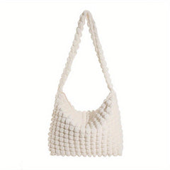 Solid Ruched Shoulder Bag Large Tote Bag
