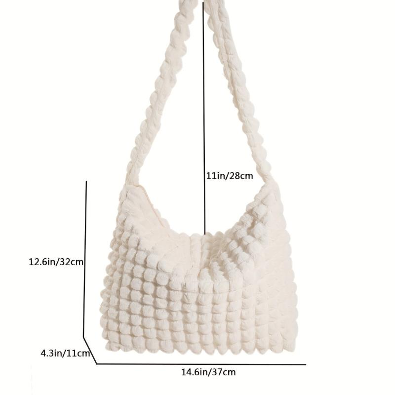 Solid Ruched Shoulder Bag Large Tote Bag