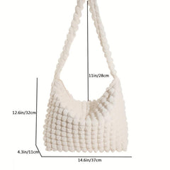 Solid Ruched Shoulder Bag Large Tote Bag