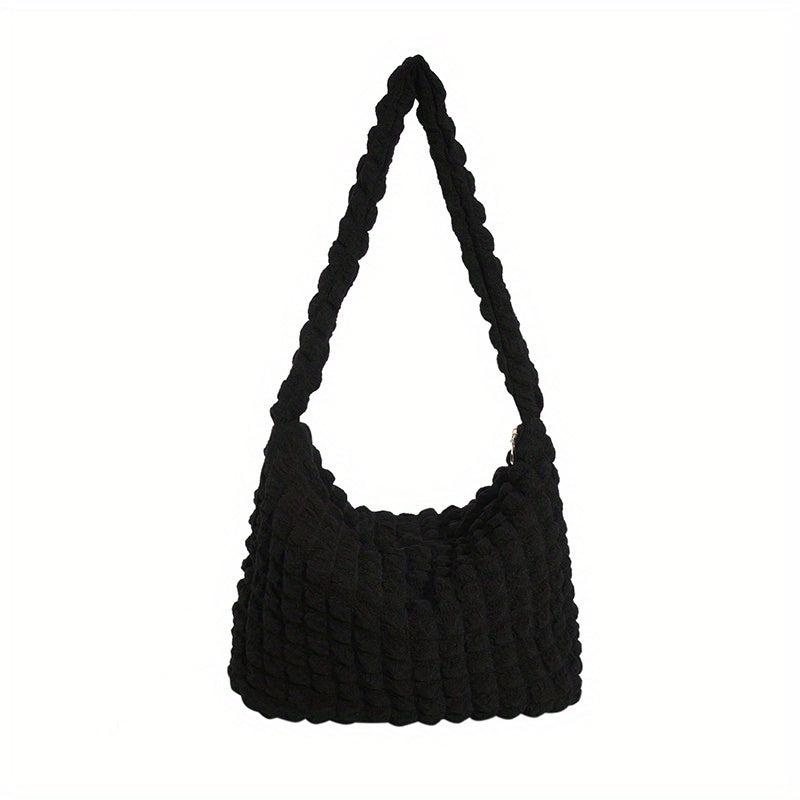 Solid Ruched Shoulder Bag Large Tote Bag