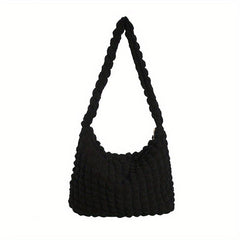 Solid Ruched Shoulder Bag Large Tote Bag