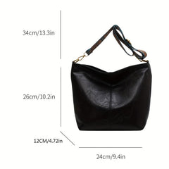 Vintage Tote Shoulder Bag with Wide Strap for Work