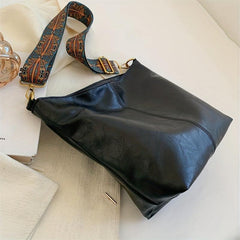 Vintage Tote Shoulder Bag with Wide Strap for Work