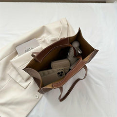 Vintage Solid Square Tote Bag Large Capacity Shoulder Bag For Work