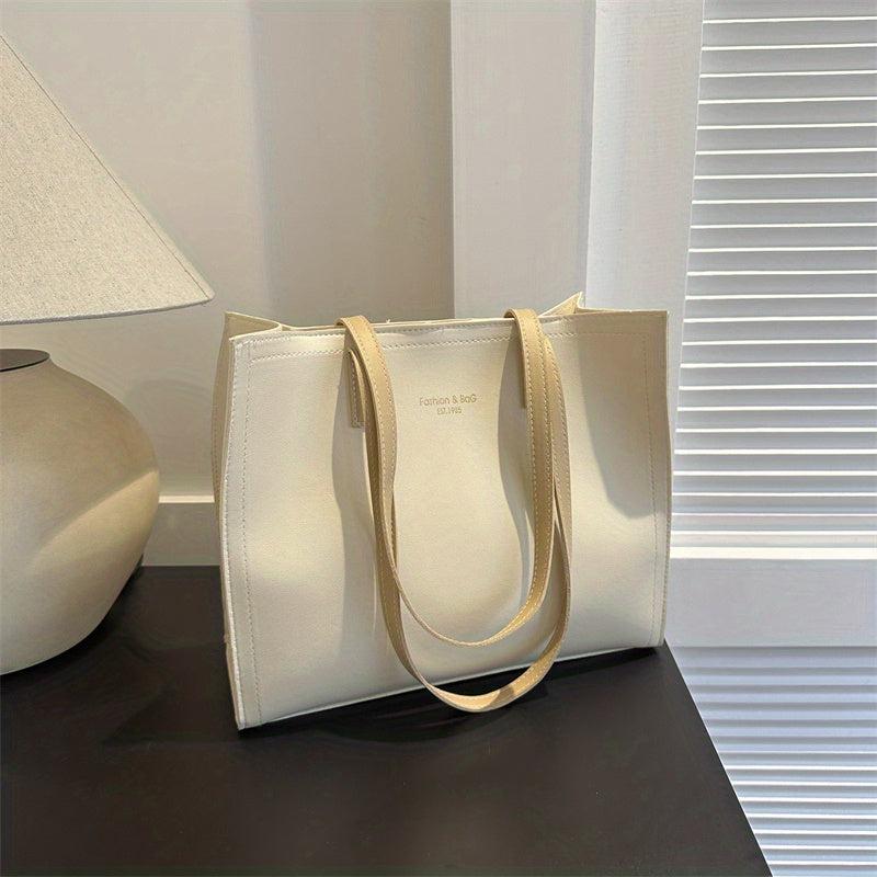 Vintage Solid Square Tote Bag Large Capacity Shoulder Bag For Work