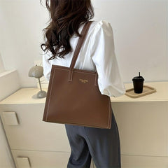 Vintage Solid Square Tote Bag Large Capacity Shoulder Bag For Work