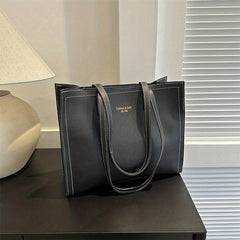 Vintage Solid Square Tote Bag Large Capacity Shoulder Bag For Work