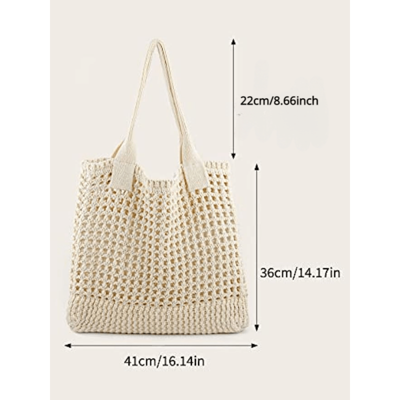 Woven Hollow Large Capacity Tote Bag Lightweight Shoulder Bag