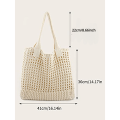 Woven Hollow Large Capacity Tote Bag Lightweight Shoulder Bag