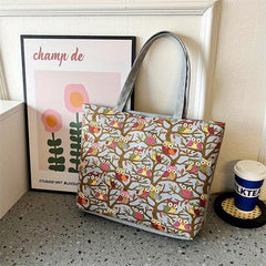 Ethnic Style Elephant Print Canvas Tote Bag for Women
