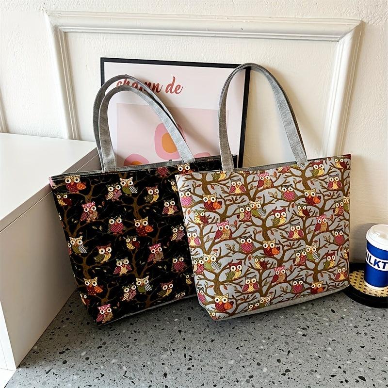 Ethnic Style Elephant Print Canvas Tote Bag for Women