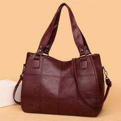 Casual Women's Faux Leather Tote Bag with Detachable Strap
