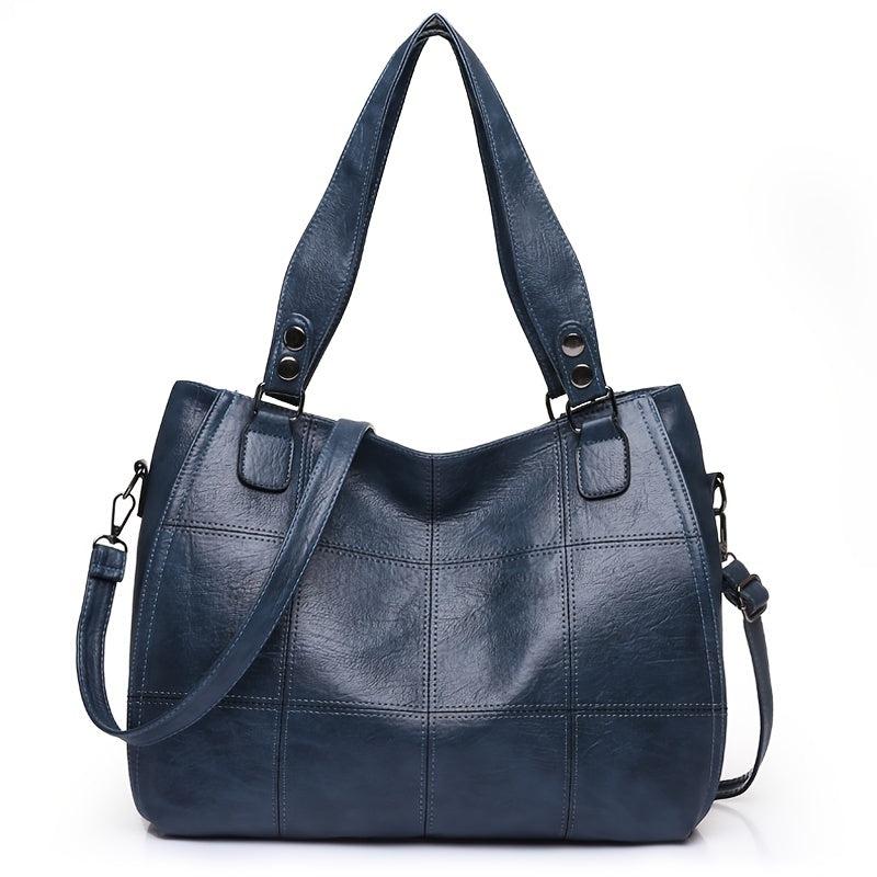 Casual Women's Faux Leather Tote Bag with Detachable Strap