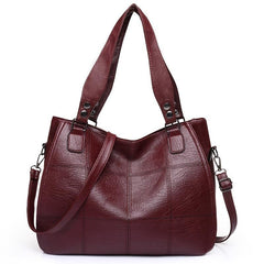 Casual Women's Faux Leather Tote Bag with Detachable Strap