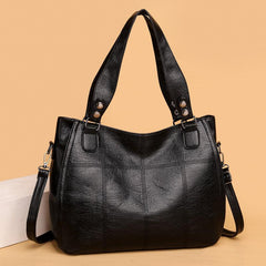 Casual Women's Faux Leather Tote Bag with Detachable Strap