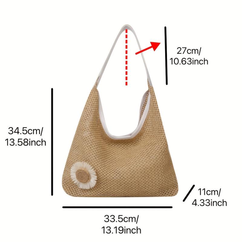 Straw Woven Beach Hobo Bag Large Tote Women's Shoulder & Handbag