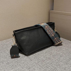Vintage Shoulder Bag Stylish Zipper Work Bag with Wide Strap