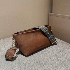 Vintage Shoulder Bag Stylish Zipper Work Bag with Wide Strap
