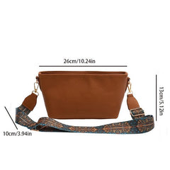 Vintage Shoulder Bag Stylish Zipper Work Bag with Wide Strap