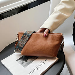 Vintage Shoulder Bag Stylish Zipper Work Bag with Wide Strap