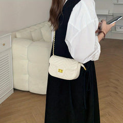Square Quilted Chain Bag Turn Lock Shoulder Bag