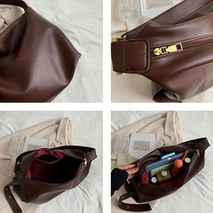 Large Capacity Crossbody Bag Soft PU Leather Hobo Bag