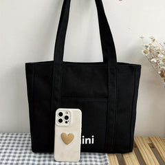Letter Print Canvas Handbag All Match Storage Shoulder Bag