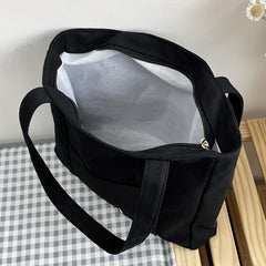Letter Print Canvas Handbag All Match Storage Shoulder Bag