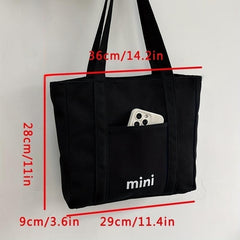Letter Print Canvas Handbag All Match Storage Shoulder Bag