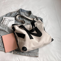 Canvas Tote Bag Letter Pattern Shoulder Bag Women's Handbag