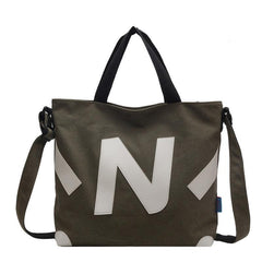 Canvas Tote Bag Letter Pattern Shoulder Bag Women's Handbag