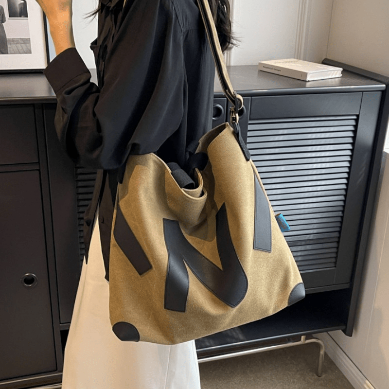 Canvas Tote Bag Letter Pattern Shoulder Bag Women's Handbag