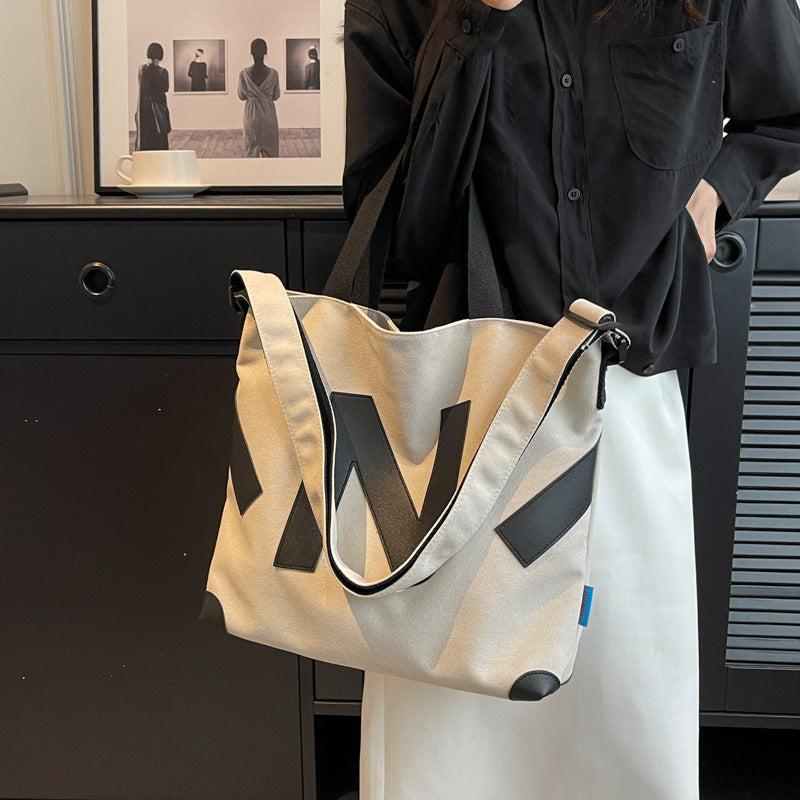 Canvas Tote Bag Letter Pattern Shoulder Bag Women's Handbag