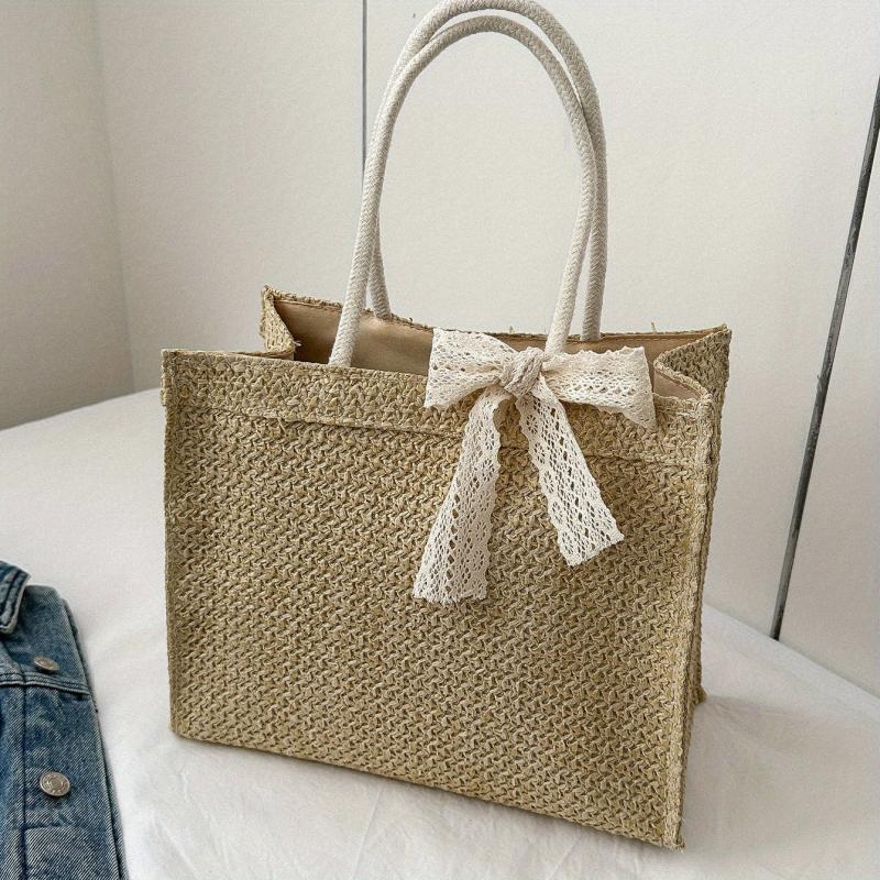 High Bow Decor Top Handle Tote Bag Lightweight Shoulder Bag