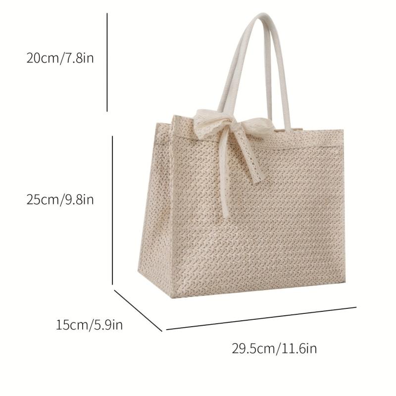 High Bow Decor Top Handle Tote Bag Lightweight Shoulder Bag