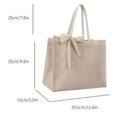 High Bow Decor Top Handle Tote Bag Lightweight Shoulder Bag