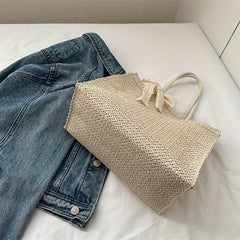 High Bow Decor Top Handle Tote Bag Lightweight Shoulder Bag