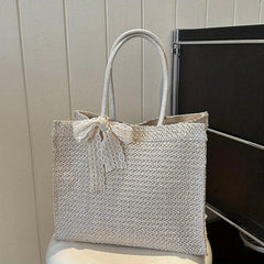 High Bow Decor Top Handle Tote Bag Lightweight Shoulder Bag