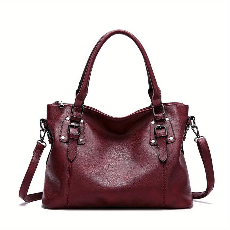 Vintage Tote Satchel Bag Solid Shoulder Bag All Match Bag