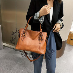 Vintage Tote Satchel Bag Solid Shoulder Bag All Match Bag