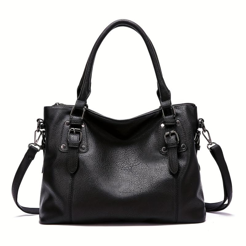 Vintage Tote Satchel Bag Solid Shoulder Bag All Match Bag