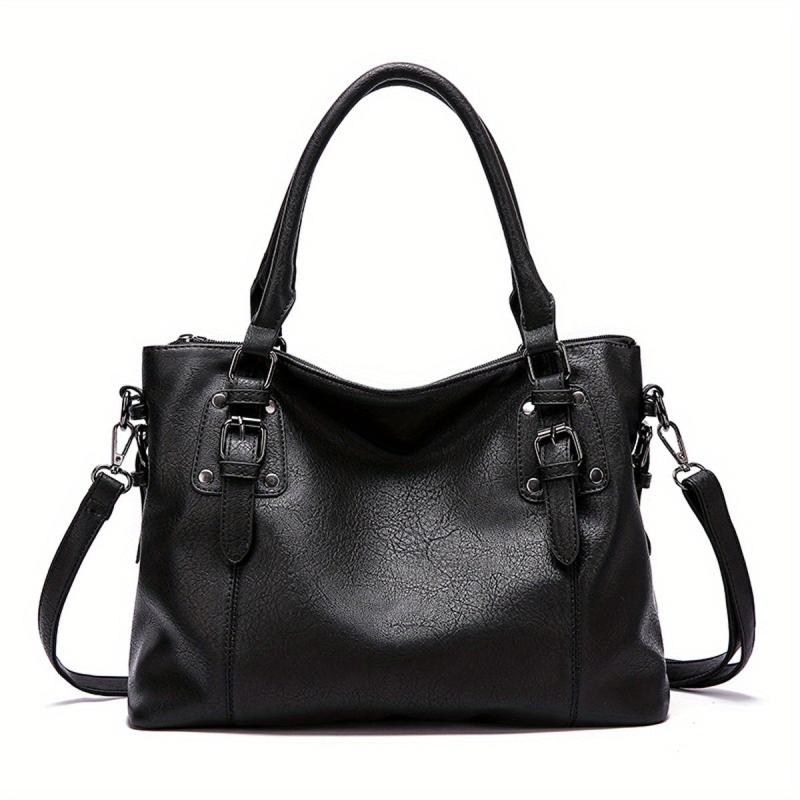 Vintage Tote Satchel Bag Solid Shoulder Bag All Match Bag