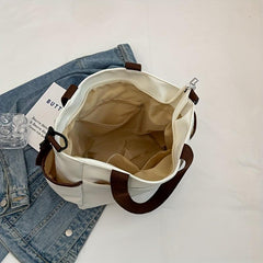 Retro Large Capacity Tote Bag Block Shoulder Bag Women's Casual Handbag